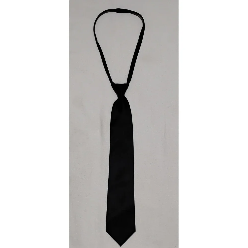 Croft & Barrow Men's Solid Black 100% Silk Zipper Pre-Tied Stain Resistant Tie